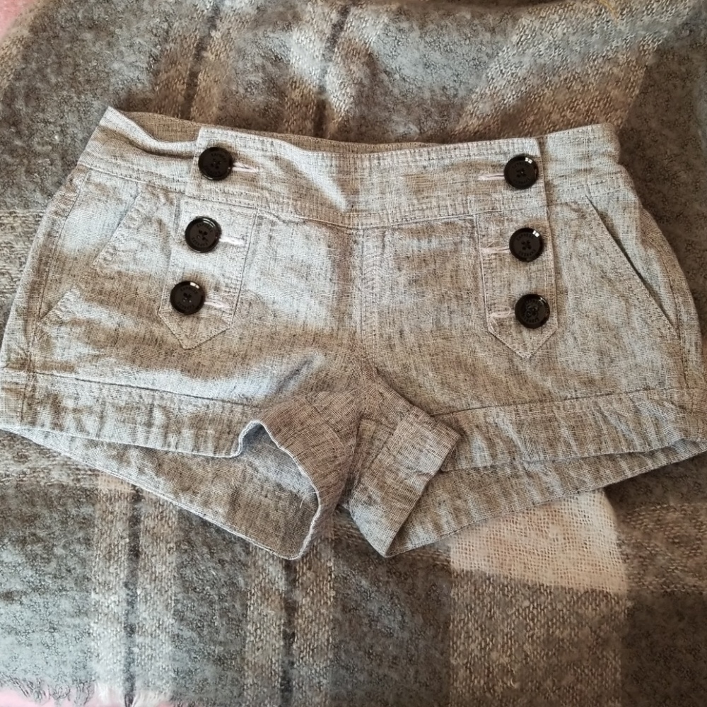 Express gray button front shorts